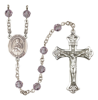Sterling Silver 6mm Austrian Crystal Saint Fidelis Rosary in Light Amethyst