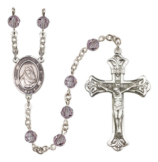 Sterling Silver 6mm Austrian Crystal Saint Jadwiga of Poland Rosary in Light Amethyst