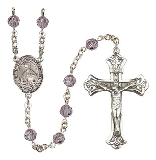 Sterling Silver 6mm Austrian Crystal Saint Edmund of East Anglia Rosary in Light Amethyst