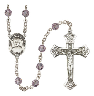 Sterling Silver 6mm Austrian Crystal Saint Jose Sanchez del Rio Rosary in Light Amethyst