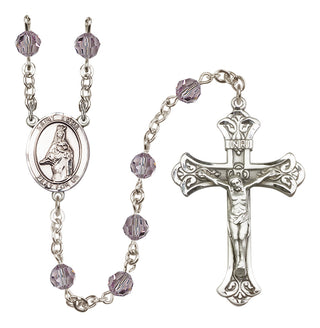 Sterling Silver 6mm Austrian Crystal Saint Emma Uffing Rosary in Light Amethyst