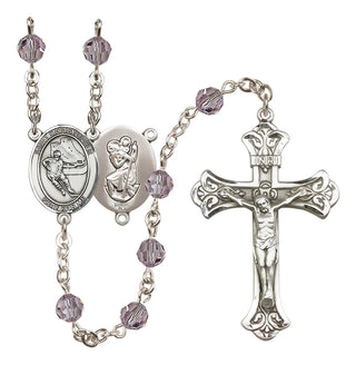 Sterling Silver 6mm Saint Christopher/Hockey Rosary