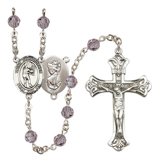 Sterling Silver 6mm Austrian Crystal Saint Christopher/Basketball-Women Rosary in Light Amethyst