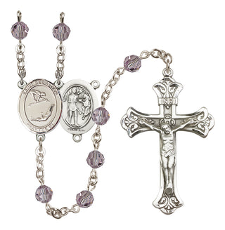 Sterling Silver 6mm Austrian Crystal Saint Sebastian/Gymnastics Rosary in Light Amethyst