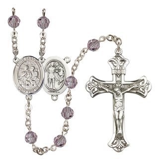 Sterling Silver 6mm Austrian Crystal Saint Sebastian / Choir Rosary in Light Amethyst