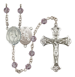 Sterling Silver 6mm Austrian Crystal Guardian Angel/Dance Rosary in Light Amethyst