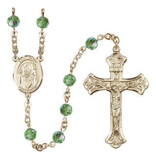 14 Karat Gold-Filled 6mm Austrian Crystal Saint David of Wales Rosary in Peridot