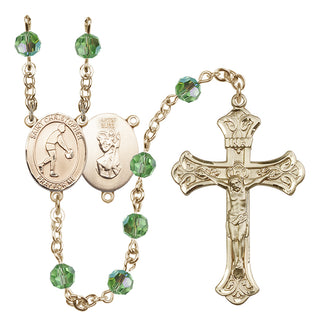 14 Karat Gold-Filled 6mm Austrian Crystal Saint Christopher/Basketball Rosary in Peridot