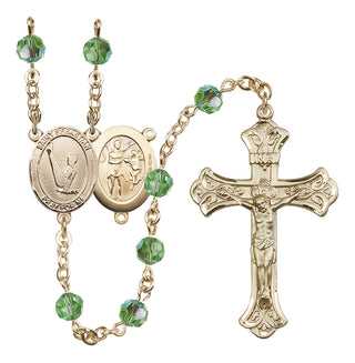 14 Karat Gold-Filled 6mm Austrian Crystal Saint Sebastian/Gymnastics Rosary in Peridot