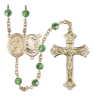 14 Karat Gold-Filled 6mm Austrian Crystal Saint Cecilia / Marching Band Rosary in Peridot