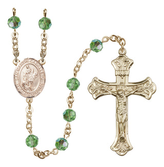 14 Karat Gold-Filled 6mm Austrian Crystal San Martin Caballero Rosary in Peridot