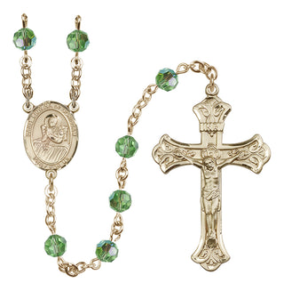 14 Karat Gold-Filled 6mm Austrian Crystal Saint Lidwina of Schiedam Rosary in Peridot