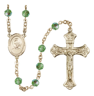 14 Karat Gold-Filled 6mm Austrian Crystal Saint Josemaria Escriva Rosary in Peridot