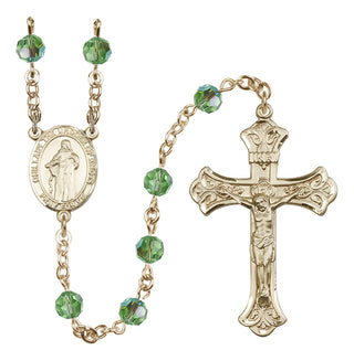 14 Karat Gold-Filled 6mm Austrian Crystal Our Lady the Undoer of Knots Rosary in Peridot