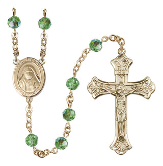 14 Karat Gold-Filled 6mm Austrian Crystal Saint Alphonsa of India Rosary in Peridot