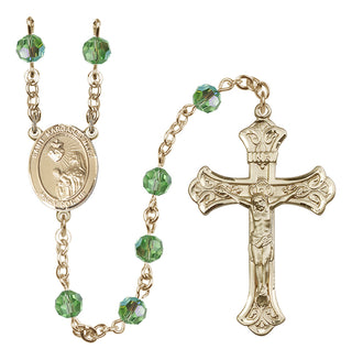 14 Karat Gold-Filled 6mm Austrian Crystal Saint Margaret Mary Alacoque Rosary in Peridot