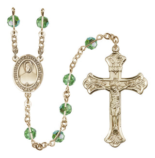 14 Karat Gold-Filled 6mm Austrian Crystal Blessed Emilie Tavernier Gamelin Rosary in Peridot
