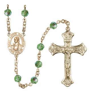 14 Karat Gold-Filled 6mm Austrian Crystal Saint Kateri Tekakwitha Rosary in Peridot