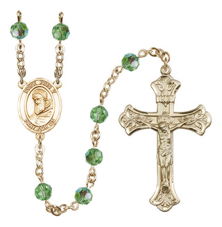 14 Karat Gold-Filled 6mm Austrian Crystal Pope Pius V Rosary in Peridot