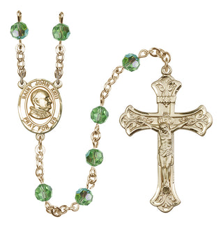 14 Karat Gold-Filled 6mm Austrian Crystal Saint John Xxiii Rosary in Peridot