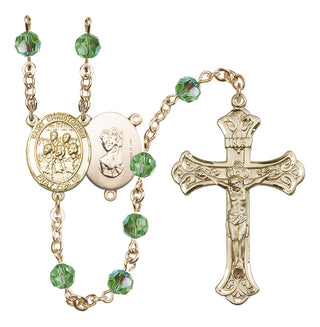 14 Karat Gold-Filled 6mm Austrian Crystal Saint Christopher / Choir Rosary in Peridot