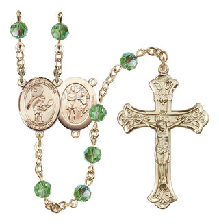 14 Karat Gold-Filled 6mm Austrian Crystal Saint Sebastian / Tennis Rosary in Peridot