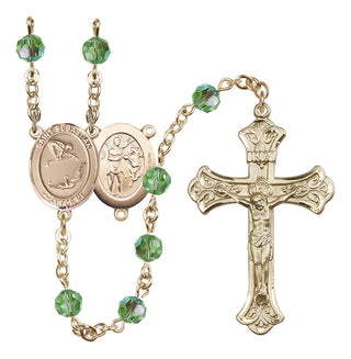 14 Karat Gold-Filled 6mm Austrian Crystal Saint Sebastian/Gymnastics Rosary in Peridot