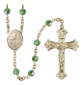 14 Karat Gold 6mm Austrian Crystal San Ramon Nonato Rosary in Peridot