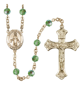 14 Karat Gold 6mm Austrian Crystal Saint Nino de Atocha Rosary in Peridot