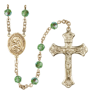 14 Karat Gold 6mm Austrian Crystal Our Lady of the Precious Blood Rosary in Peridot