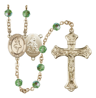 14 Karat Gold 6mm Austrian Crystal Guardian Angel/Dance Rosary in Peridot