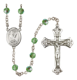 Sterling Silver 6mm Austrian Crystal Saint Helen Rosary in Peridot