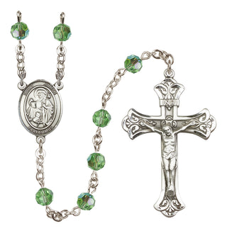 Sterling Silver 6mm Austrian Crystal Saint James the Greater Rosary in Peridot