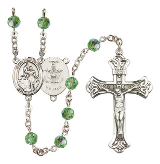 Sterling Silver 6mm Austrian Crystal Saint Joan of Arc / Army Rosary in Peridot
