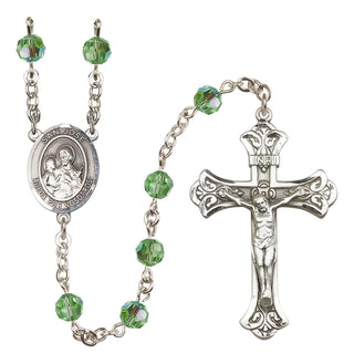Sterling Silver 6mm Austrian Crystal San Jose Rosary in Peridot