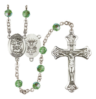 Sterling Silver 6mm Saint Michael / Navy Rosary
