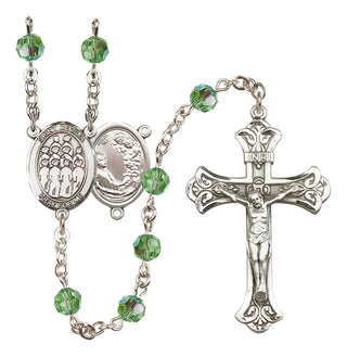 Sterling Silver 6mm Austrian Crystal Saint Cecilia / Choir Rosary in Peridot