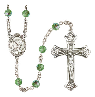 Sterling Silver 6mm Austrian Crystal Saint Elizabeth Ann Seton Rosary in Peridot