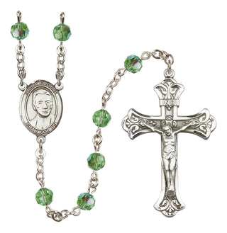 Sterling Silver 6mm Austrian Crystal Saint Eugene de Mazenod Rosary in Peridot