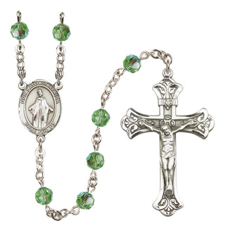 Sterling Silver 6mm Austrian Crystal Our Lady of Africa Rosary in Peridot