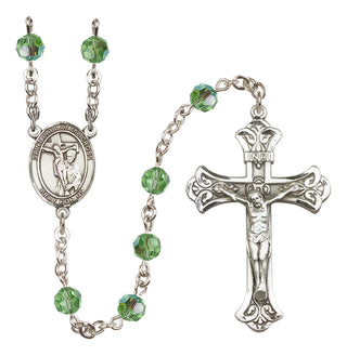 Sterling Silver 6mm Austrian Crystal Saint Paul of the Cross Rosary in Peridot