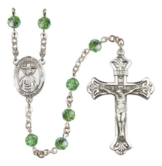 Sterling Silver 6mm Austrian Crystal Saint Andrew Kim Taegon Rosary in Peridot