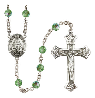 Sterling Silver 6mm Austrian Crystal Saint Theodora Rosary in Peridot