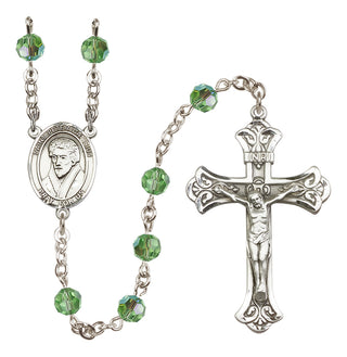 Sterling Silver 6mm Austrian Crystal Saint Peter Canisius Rosary in Peridot