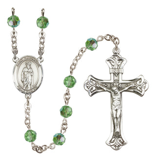 Sterling Silver 6mm Austrian Crystal Saint Nathanael Rosary in Peridot