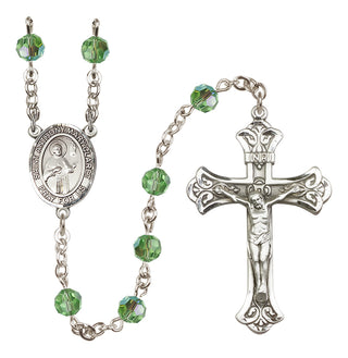 Sterling Silver 6mm Austrian Crystal Saint Anthony Mary Claret Rosary in Peridot