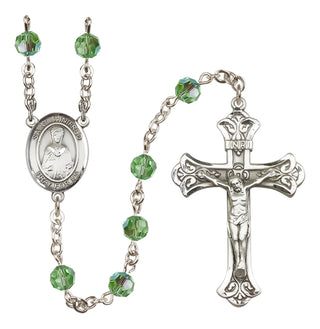 Sterling Silver 6mm Austrian Crystal Saint Winifred of Wales Rosary in Peridot