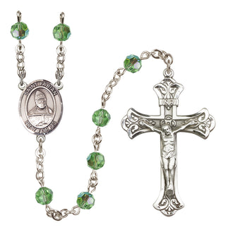 Sterling Silver 6mm Saint Fabian  Engraved Catholic Rosaries