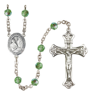 Sterling Silver 6mm Austrian Crystal Saint Mary Magdalene of Canossa Rosary in Peridot