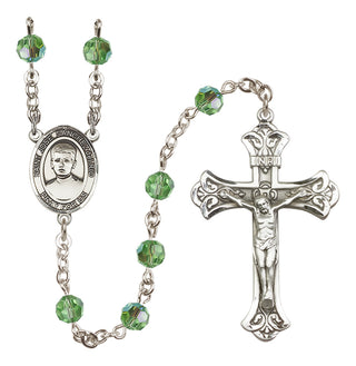 Sterling Silver 6mm Austrian Crystal Saint Jose Sanchez del Rio Rosary in Peridot